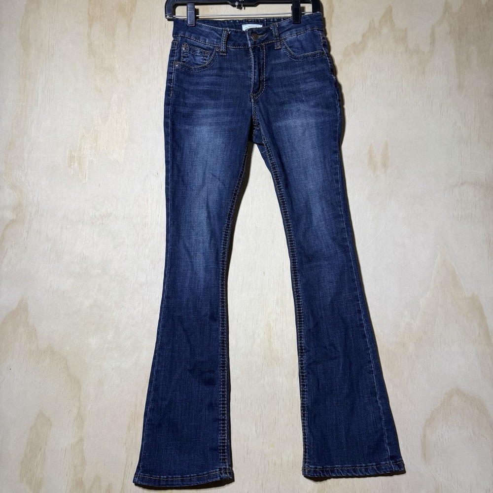 Maurices Women’s Size 0 Regular Mid Rise Slim Bootcut Jeans Dark Wash Denim
